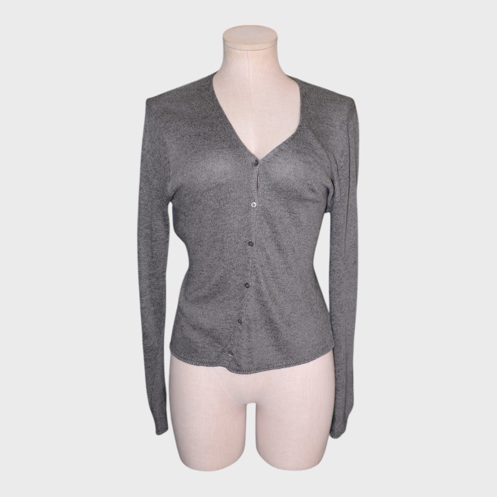 Eileen Fisher Linen‎ Cotton Fine Knit Button Front Cardigan